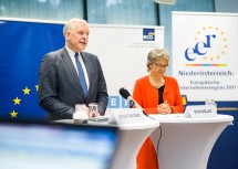 Die Landesräte Martin Eichtinger und Petra Bohuslav gaben seitens Niederösterreich einen Ausblick auf die EU-Ratspräsidentschaft Österreichs ab 1. Juli. (v.l.n.r.)