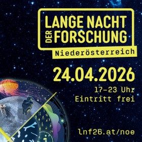 Lange Nacht der Forschung Schriftzug vor bunten Kacheln