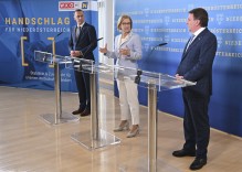 LH Mikl-Leitner, LR Danninger und WKNÖ Präsident Ecker präsentieren „Handschlag für NÖ“