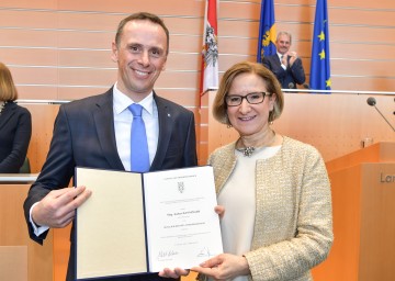 Landeshauptfrau Johanna Mikl-Leitner mit dem neuen Landesrat Jochen Danninger.
