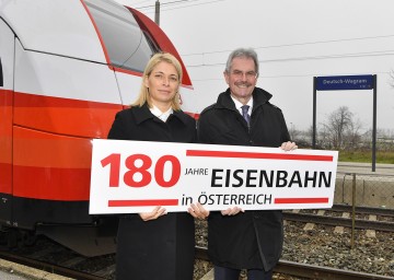 ÖBB Personenverkehrsvorständin Evelyn Palla und Verkehrslandesrat Karl Wilfing (v.l.n.r.)