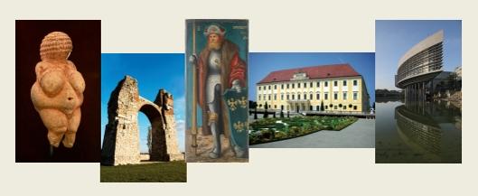 Darstellung unterschiedlicher, typischer Bilder/Symbole für Niederösterreich