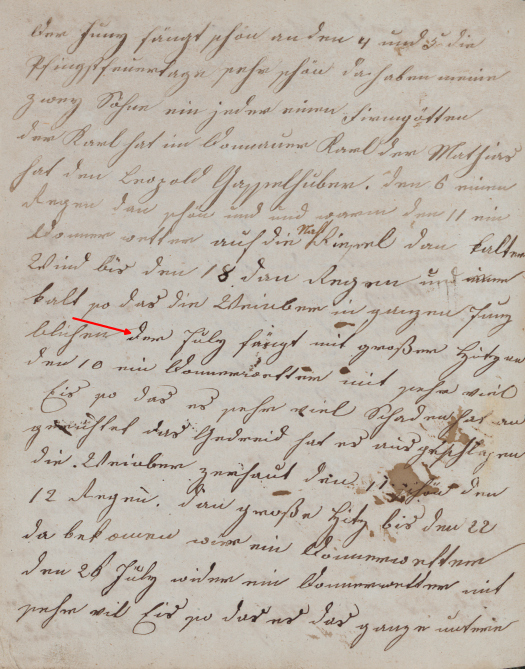 Handschriftliche Aufzeichnung von 1865