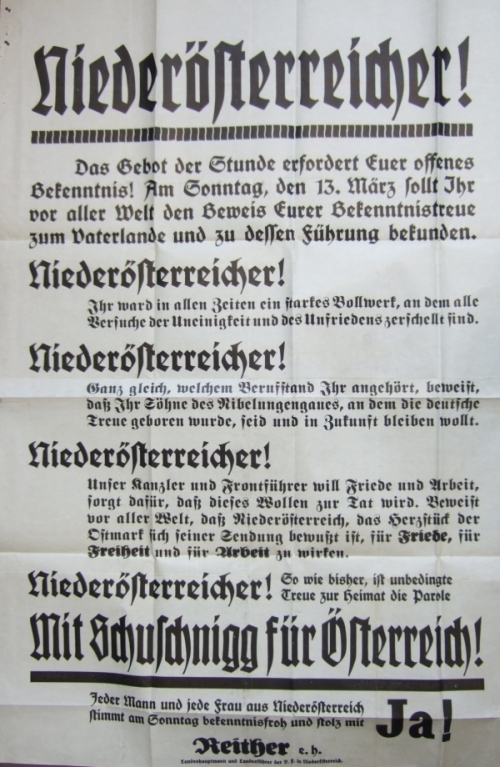 Plakat zur Volksbefragung 1938