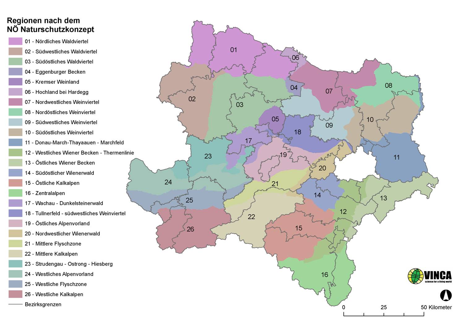 Regionen nach dem NÖ Naturschutzkonzept